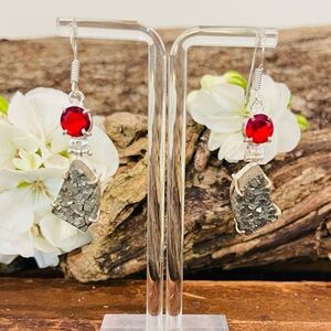 Apache Pyrite Garnet 925 Sterling Silver Earrings